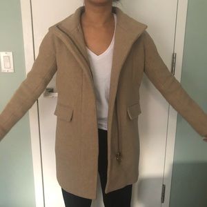 J Crew stadium cloth tan cocoon coat